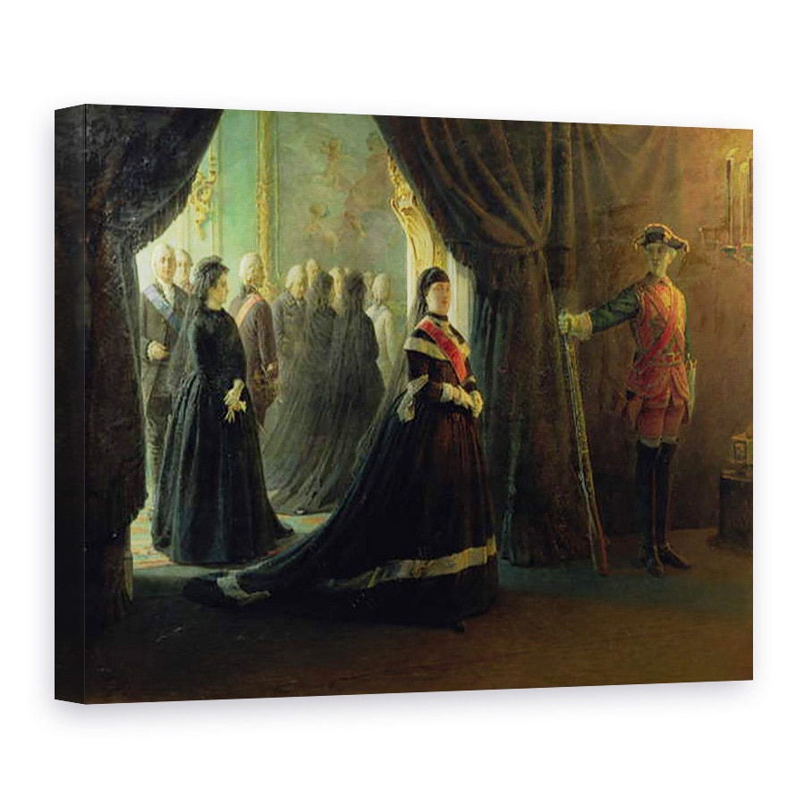 Tablou canvas - Nikolai Nikolajevitch Gay - Ecaterina a II-a 1729-96 la sicriul imparatesei Elisabeta 1709-61, 75 x 100 cm