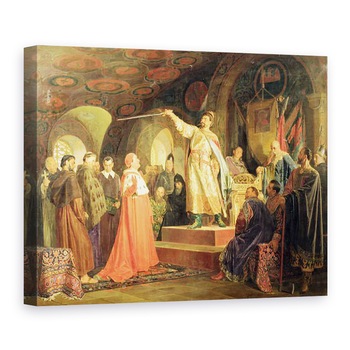 Tablou canvas - Nikolai Vasilievich Nevrev - Printul Roman de Halych-Volinia primind ambasadorii Papei Inocent al III-lea, 75 x 100 cm Tablou canvas - Nikolai Vasilievich Nevrev - Printul Roman de Halych-Volinia primind ambasadorii Papei Inocent al III-lea, 75 x 100 cm