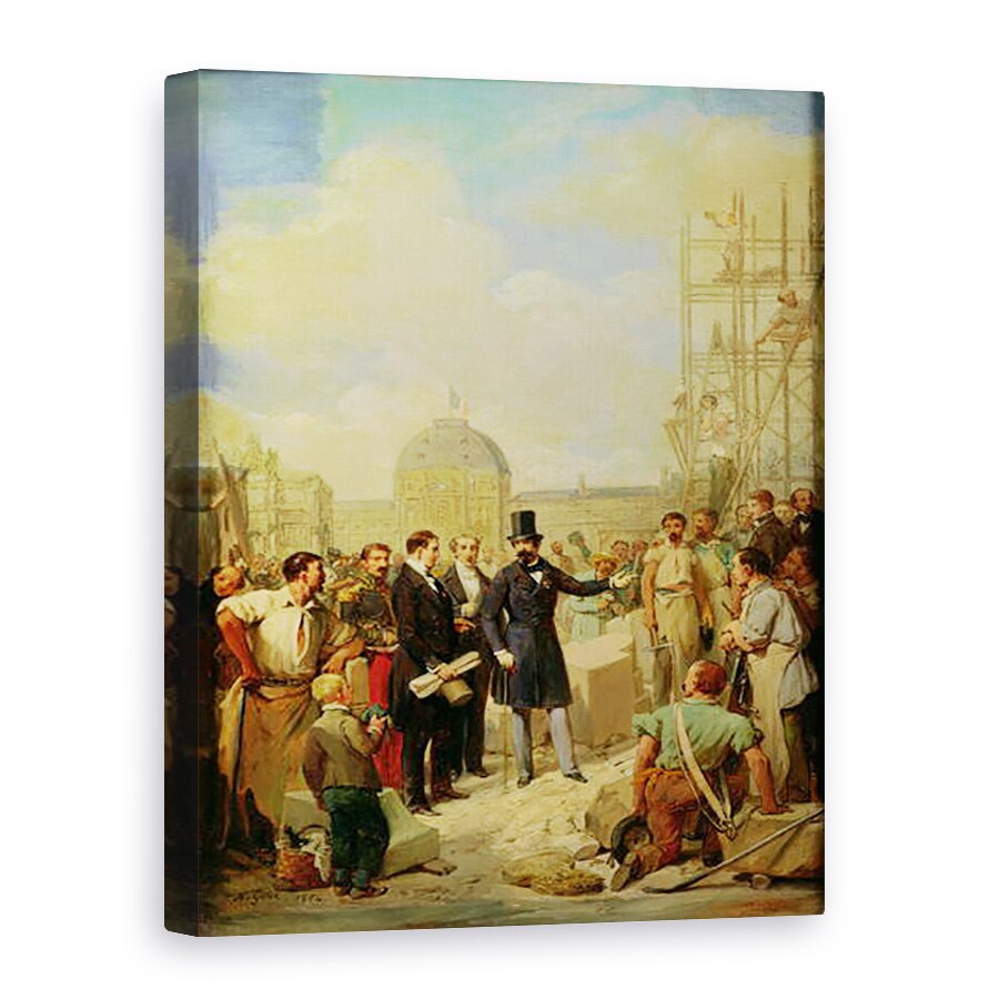 Tablou canvas - Nicolas Louis Francois Gosse - Studiu pentru Napoleon al III-lea 1808-73 Vizitarea lucrarilor de la Luvru, 75 x 100 cm