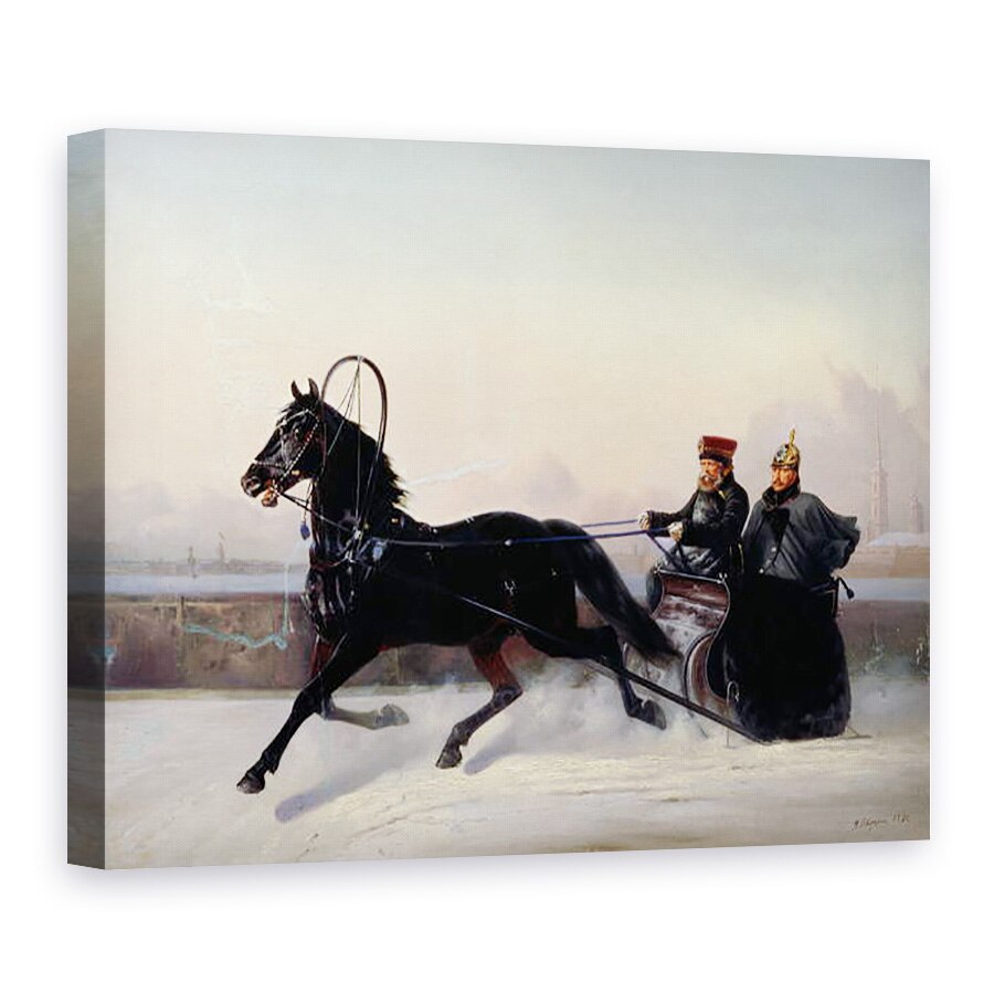 Tablou canvas - Nikolai Egorevich Sverchkov - imparatul Nicolae I 1796-1855 Conducerea intr-o sanie, 60 x 80 cm