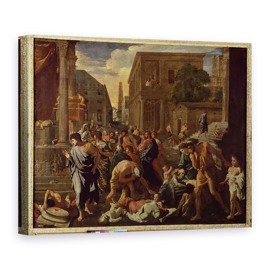 Tablou canvas - Nicolas Poussin - Ciuma Ashdodului, sau Filistenii loviti de ciuma, 75 x 100 cm