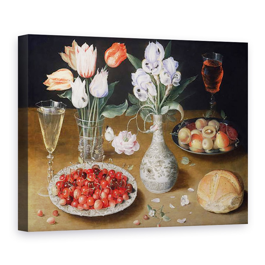 Tablou canvas - Osias Beert the Elder - Natura moarta cu crini, trandafiri, lalele, 60 x 80 cm
