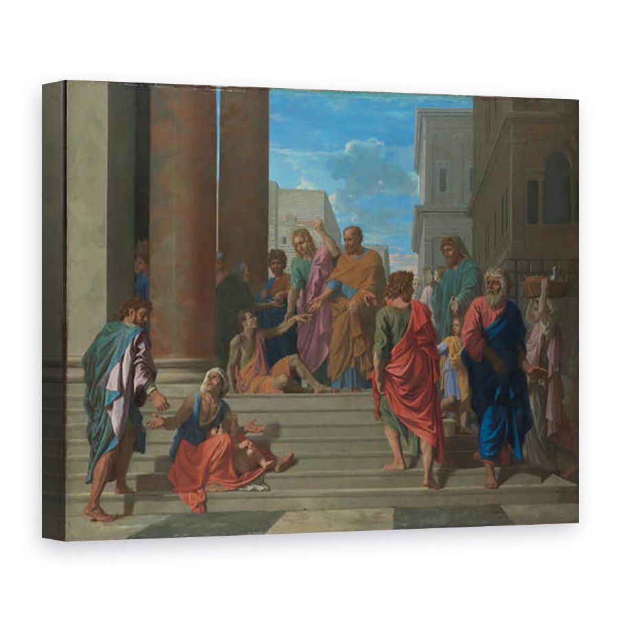 Tablou canvas - Nicolas Poussin - Sfintii Petru si Ioan vindecand omul schiop, 60 x 80 cm