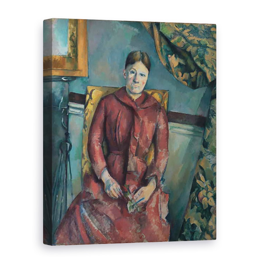 Tablou canvas - Paul Cezanne - Madame Cézanne intr-o rochie rosie, 75 x 100 cm