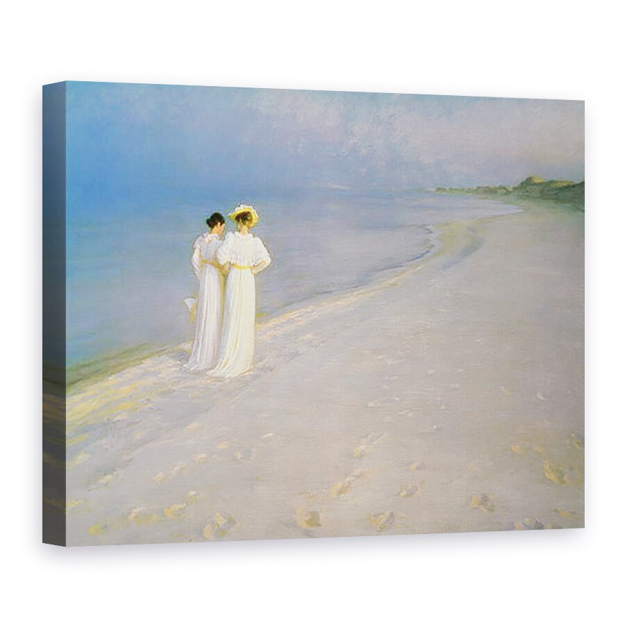 Tablou canvas - Peder Severin Kroyer - Seara de vara pe plaja sudica Skagen cu Anna Ancher si Marie Kroyer, 60 x 80 cm