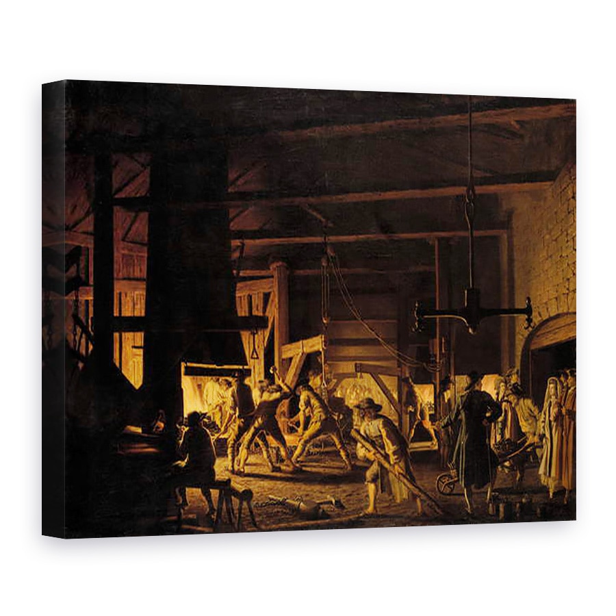 Tablou canvas - Pehr Hillestrom - in Anchor-Forge la Soderfors. Fierarii din greu la locul de munca, 60 x 80 cm