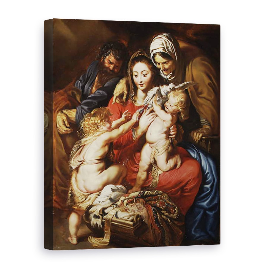 Tablou canvas - Peter Paul Rubens - Sfanta familie cu Sfanta Elisabeta, Sfantul Ioan, si un porumbel, 60 x 80 cm