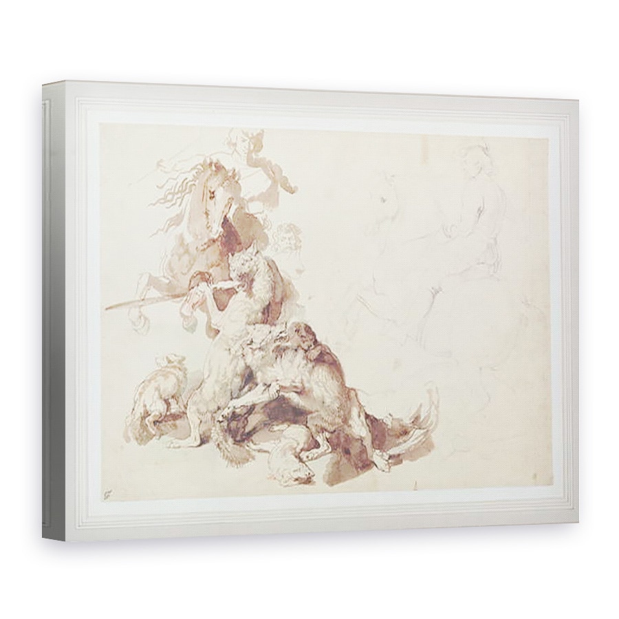 Tablou canvas - Peter Paul Rubens - Schita pentru o vanatoare de lupi, 60 x 80 cm
