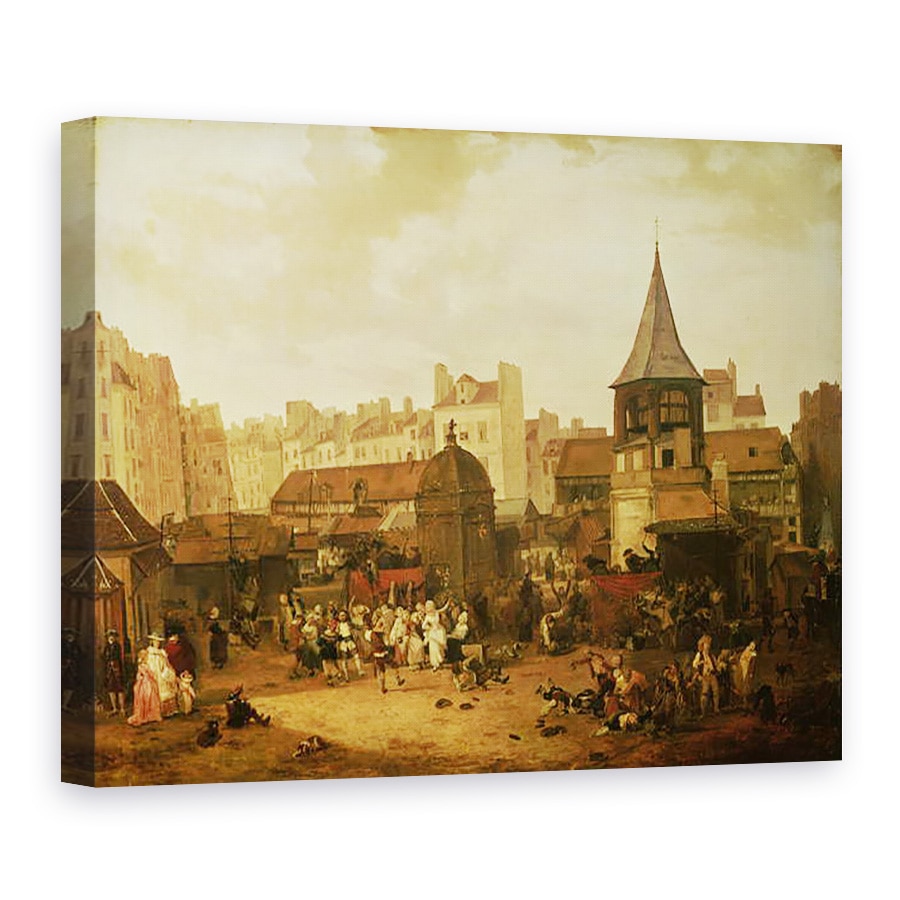 Tablou canvas - Philibert Louis Debucourt - Bucurandu-se la Les Halles pentru a sarbatori nasterea Delfinului Louis al Frantei 1781-89 21 ianuarie 1781, 75 x 100 cm