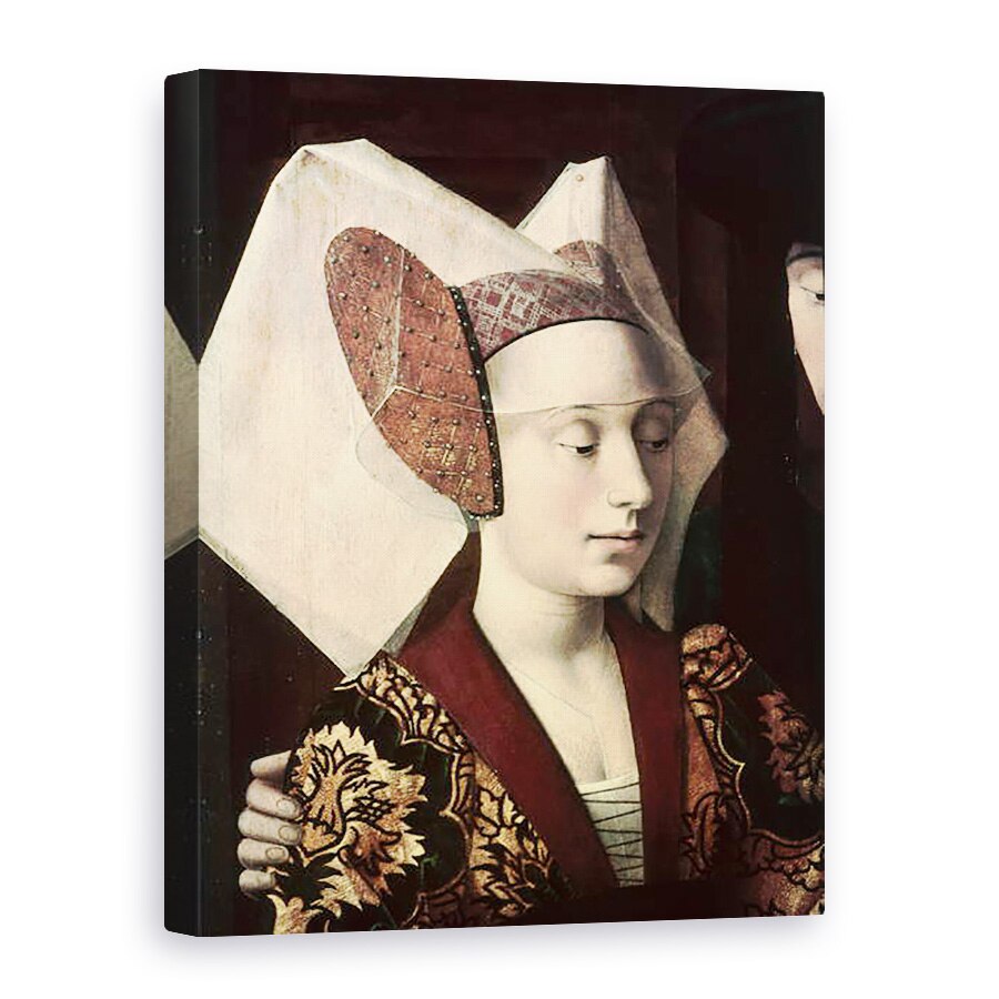 Tablou canvas - Petrus Christus - St Eligius c.588-660 ca un aurar care arata un inel cuplului angajat, detaliu al logodnicei, 60 x 80 cm