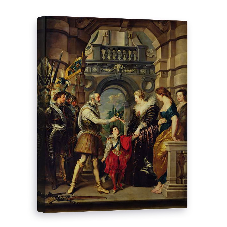 Tablou canvas - Peter Paul Rubens - Ciclul Medici, Henri al IV-lea 1553-1610 plecand in razboiul din Germania si daruind guvernul regatului sau Mariei de Medici 1573-1642 20 martie 1610, 60 x 80 cm