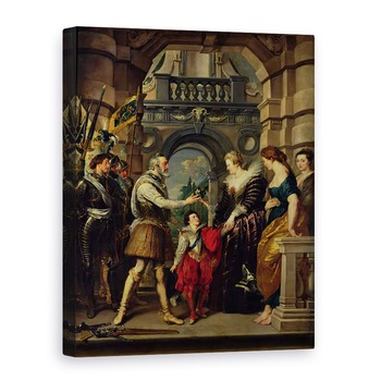 Tablou canvas - Peter Paul Rubens - Ciclul Medici, Henri al IV-lea 1553-1610 plecand in razboiul din Germania si daruind guvernul regatului sau Mariei de Medici 1573-1642 20 martie 1610, 60 x 80 cm Tablou canvas - Peter Paul Rubens - Ciclul Medici, Henri al IV-lea 1553-1610 plecand in razboiul din Germania si daruind guvernul regatului sau Mariei de Medici 1573-1642 20 martie 1610, 60 x 80 cm