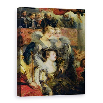 Tablou canvas - Peter Paul Rubens - Ciclul Medici, incoronarea Mariei de Medici 1573-1642 la St. Denis, 13 mai 1610, detaliu al Printeselor Guemenee si Conti, 60 x 80 cm Tablou canvas - Peter Paul Rubens - Ciclul Medici, incoronarea Mariei de Medici 1573-1642 la St. Denis, 13 mai 1610, detaliu al Printeselor Guemenee si Conti, 60 x 80 cm