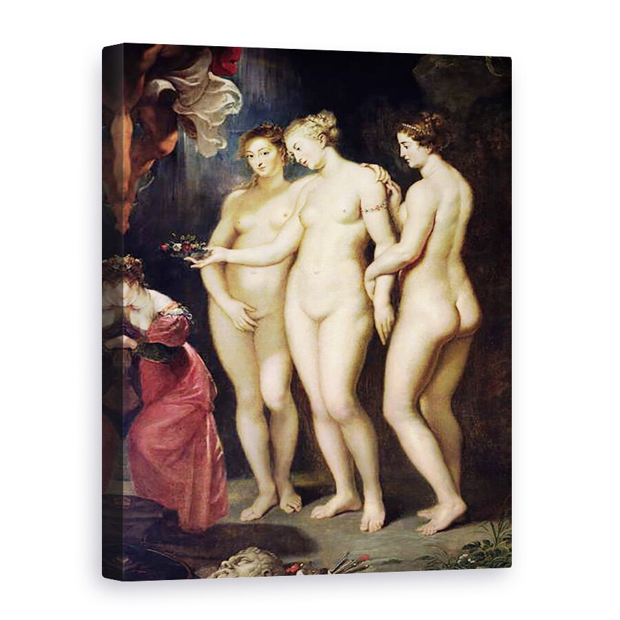 Tablou canvas - Peter Paul Rubens - Ciclul Medici, Educatia Mariei de Medici, detaliu al celor Trei Gratii, 60 x 80 cm