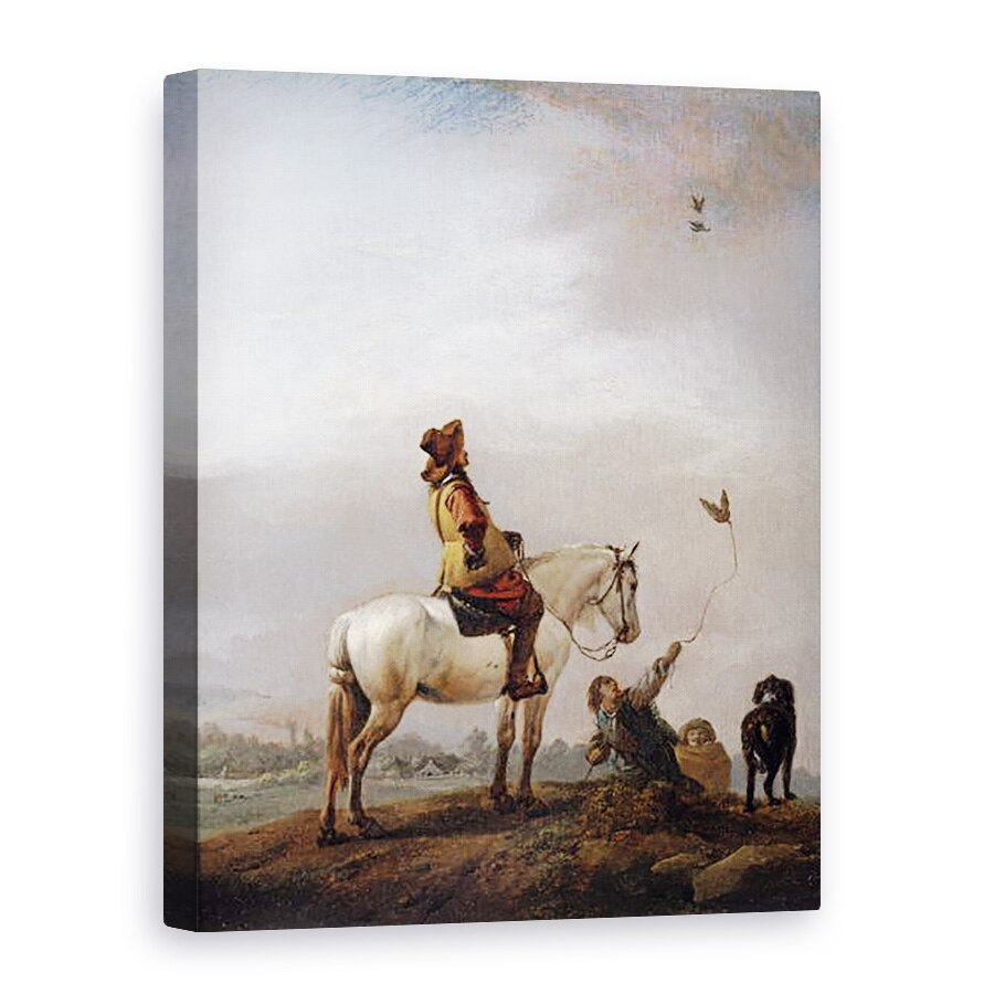 Tablou canvas - Philips Wouwermans - Gentleman pe un cal Vizionarea unui soimi, 75 x 100 cm
