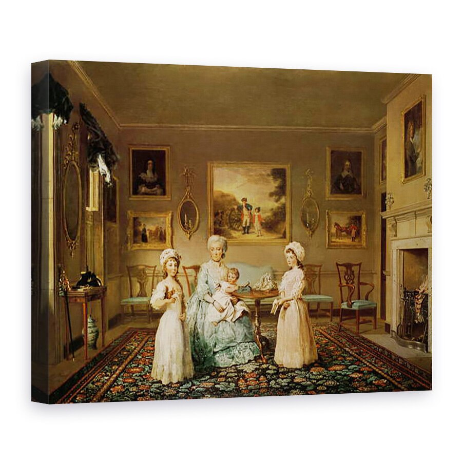 Tablou canvas - Philip Reinagle - Doamna Congreve si copiii ei in salonul lor din Londra, 75 x 100 cm