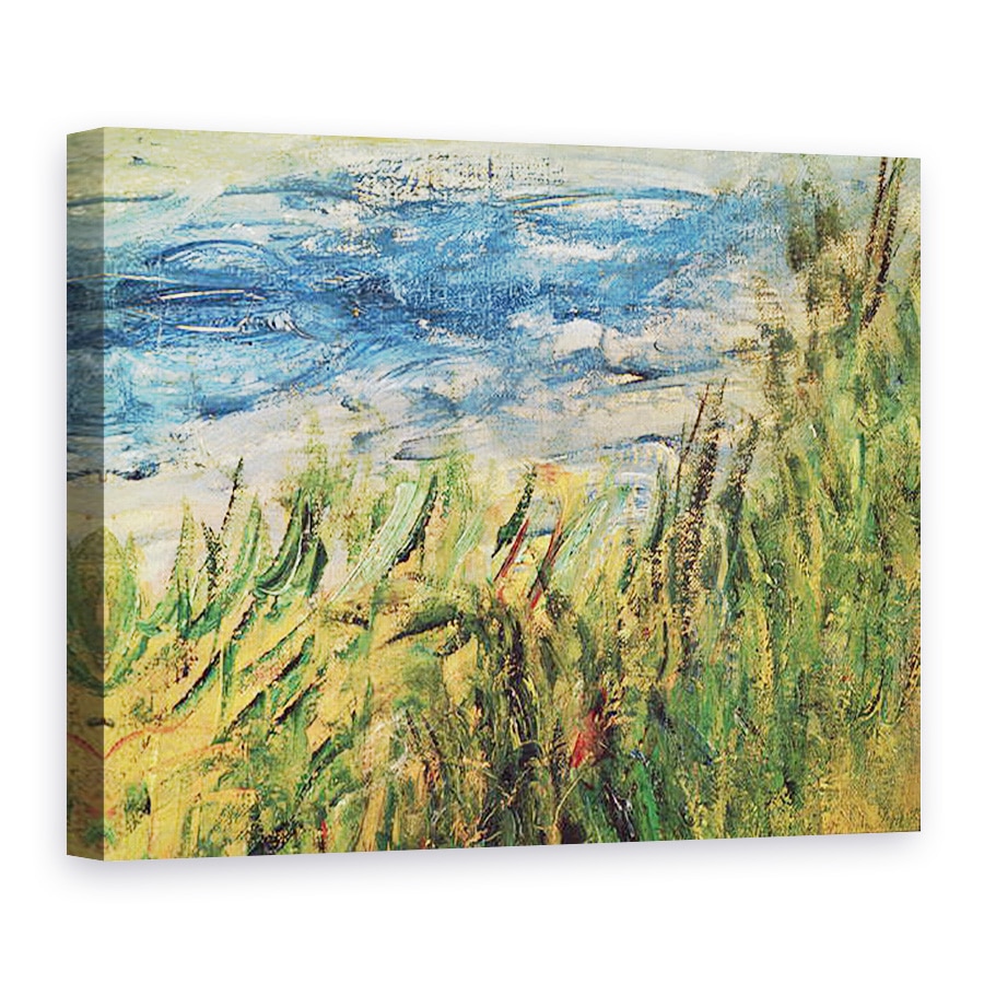 Tablou canvas - Pierre Auguste Renoir - Bancile Senei la Champrosay, detalii despre apa si iarba in centrul picturii, 75 x 100 cm