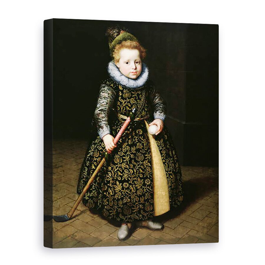 Tablou canvas - Paulus Moreelse - Portretul unui baiat de patru ani cu club si minge, 60 x 80 cm