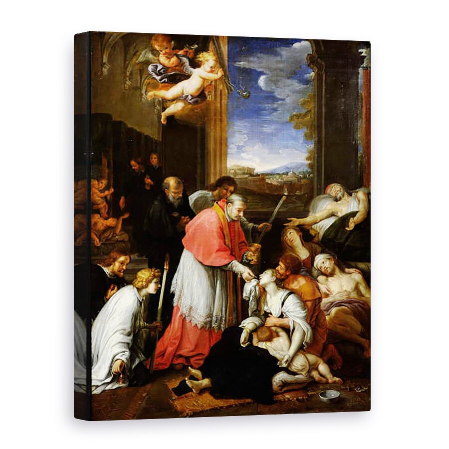 Tablou canvas - Pierre Mignard - Sfantul Charles Borromeo 1538-84 Administrarea sacramentului victimelor ciuma din Milano in 1576, 60 x 80 cm