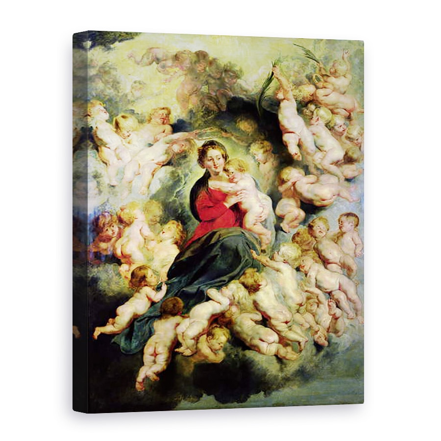 Tablou canvas - Peter Paul Rubens - Fecioara si Pruncul inconjurat de Sfintii Inocentii sau, Fecioara cu ingeri, 60 x 80 cm