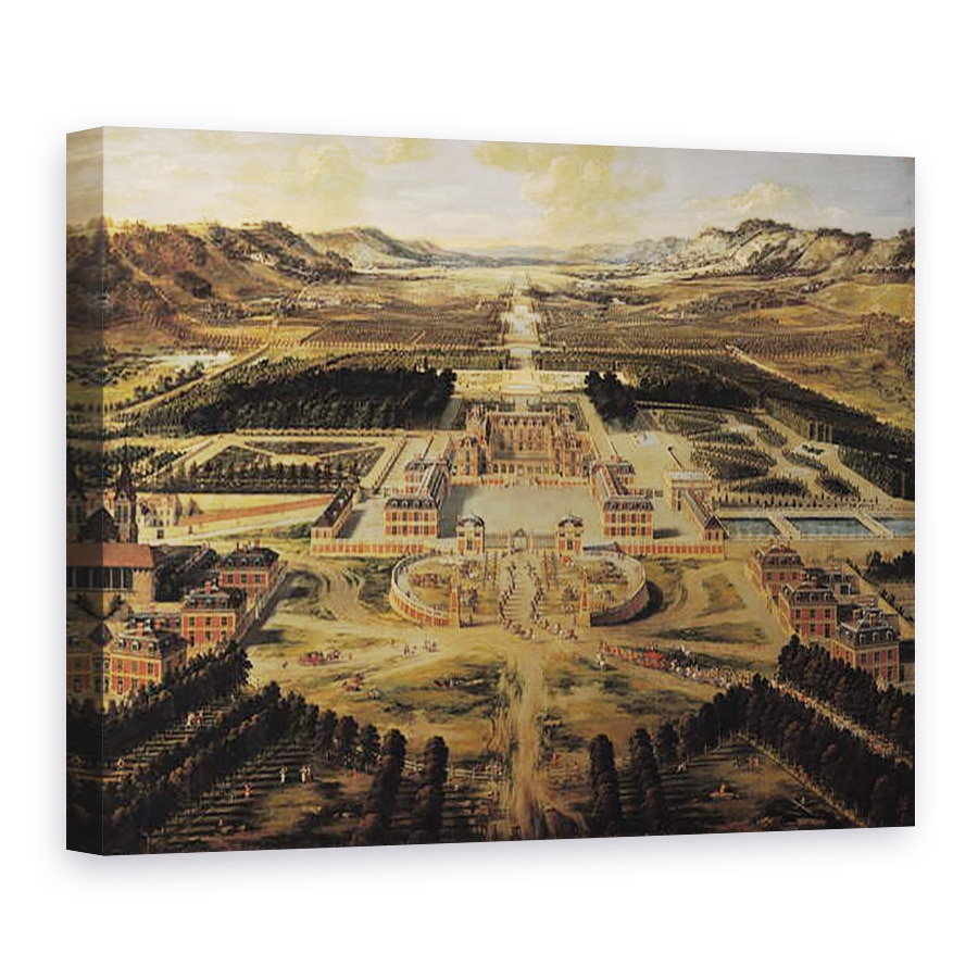 Tablou canvas - Pierre Patel - Vedere de perspectiva a Castelului, Gradinilor si Parcului Versailles vazut de pe Avenue de Paris, 75 x 100 cm