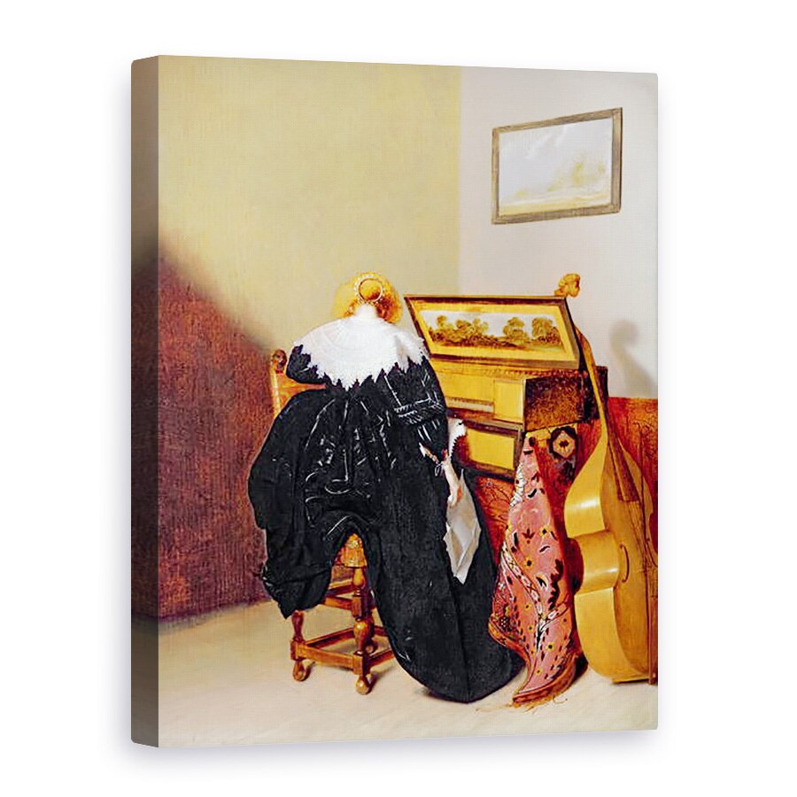 Tablou canvas - Pieter Codde - Doamna asezata langa un Virginal, 75 x 100 cm