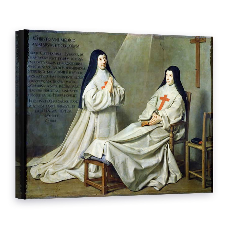 Tablou canvas - Philippe de Champaigne - Portretul Maicii Catherine-Agnes Arnauld 1593-1671 si sora Ecaterina de Sfanta Suzanne Champaigne 1636-86 fiica artistului, 60 x 80 cm