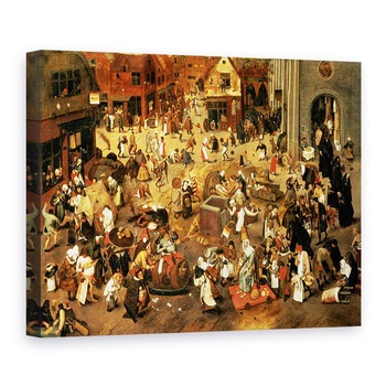 Tablou canvas - Pieter Brueghel the Younger - Batalia dintre carnaval si Postul Mare, 60 x 80 cm Tablou canvas - Pieter Brueghel the Younger - Batalia dintre carnaval si Postul Mare, 60 x 80 cm