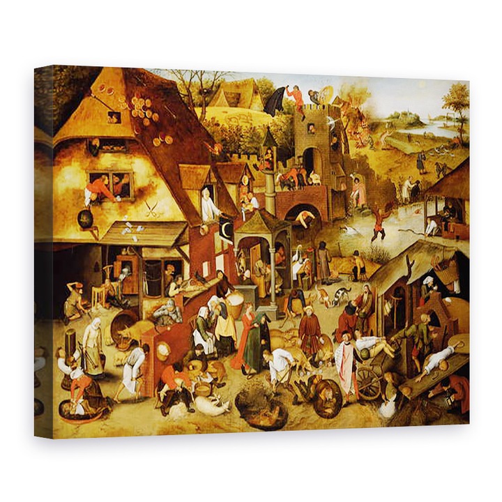 Картина на платно - Питер Брьогел младши - Фламандски поговорки, 75 x 100 см