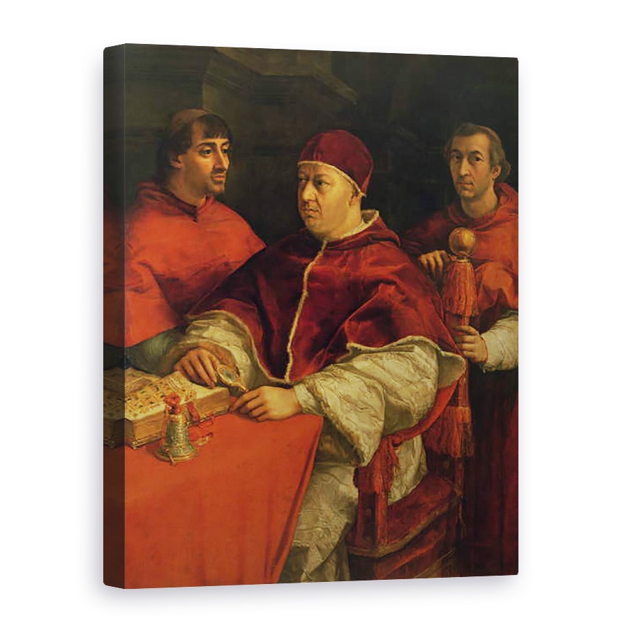 Tablou canvas - Raphael - Leo X cu Cardinalii Giulio de Medici si Luigi de Rossi, 75 x 100 cm