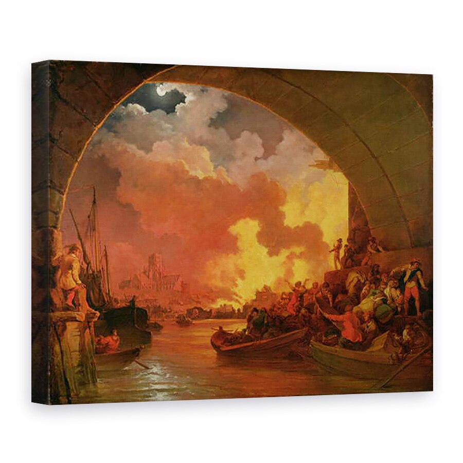 Tablou canvas - Philip James Loutherbourg - Marele Incendiu al Londrei, 60 x 80 cm