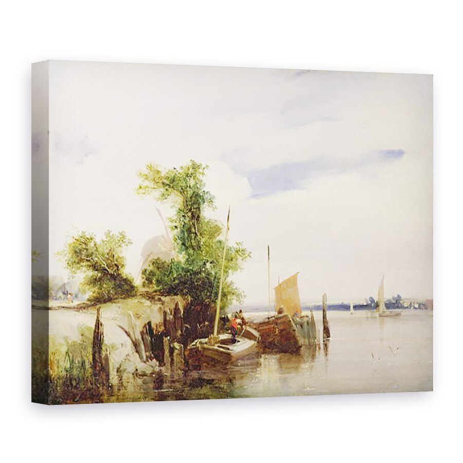 Tablou canvas - Richard Parkes Bonington - Barje pe un rau, 75 x 100 cm