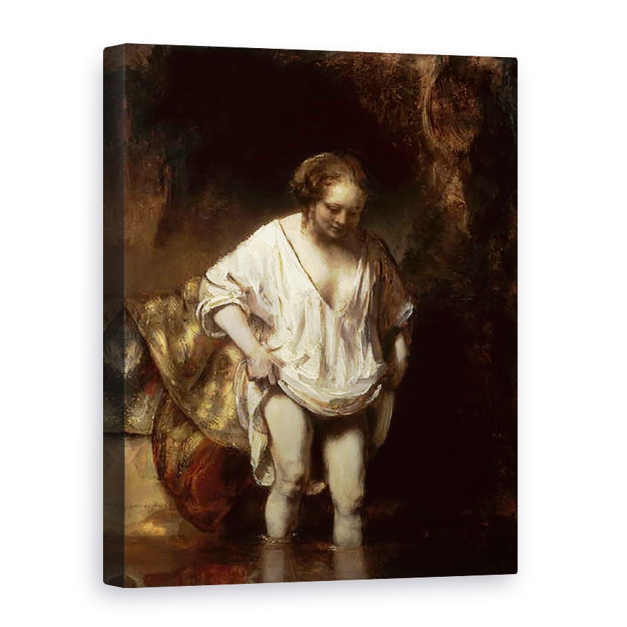 Tablou canvas - Rembrandt Harmensz van Rijn - Femeie de baie intr-un parau, 60 x 80 cm
