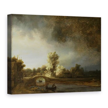 Tablou canvas - Rembrandt Harmensz van Rijn - Peisaj cu un pod de piatra, 60 x 80 cm Tablou canvas - Rembrandt Harmensz van Rijn - Peisaj cu un pod de piatra, 60 x 80 cm