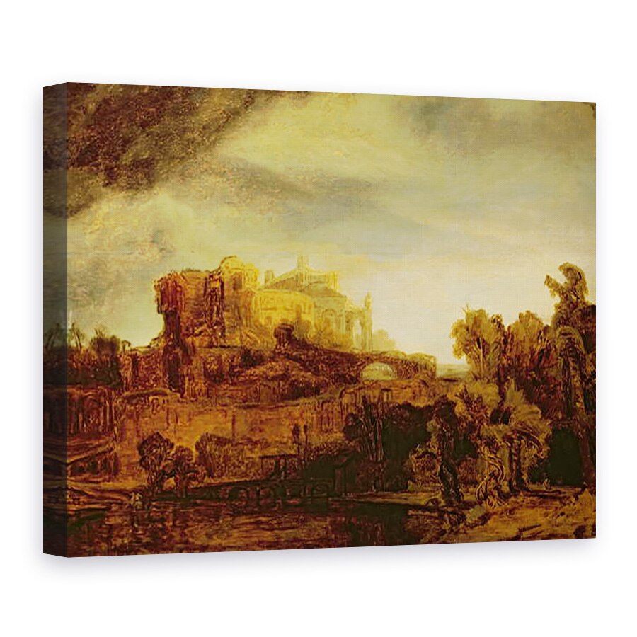 Tablou canvas - Rembrandt Harmensz van Rijn - Peisaj cu un castel, 75 x 100 cm