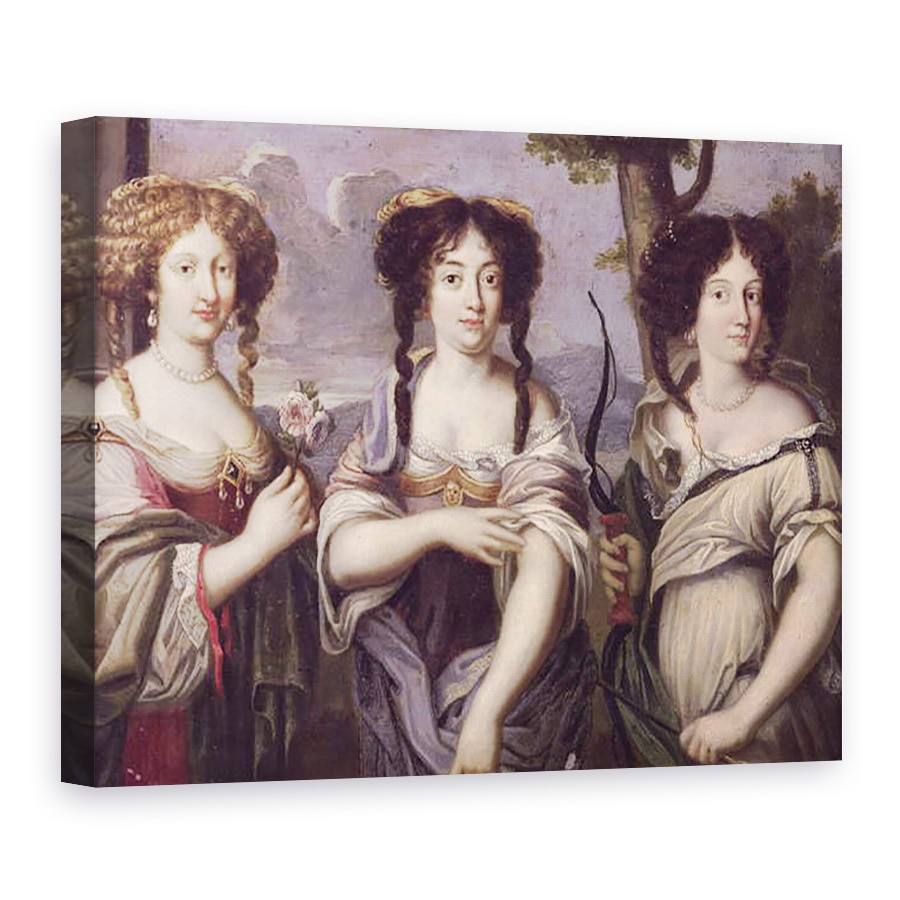 Tablou canvas - Scoala franceza - Portretul a trei dintre nepoatele Cardinalului Mazarin portretizat ca zeite, Venus, 75 x 100 cm