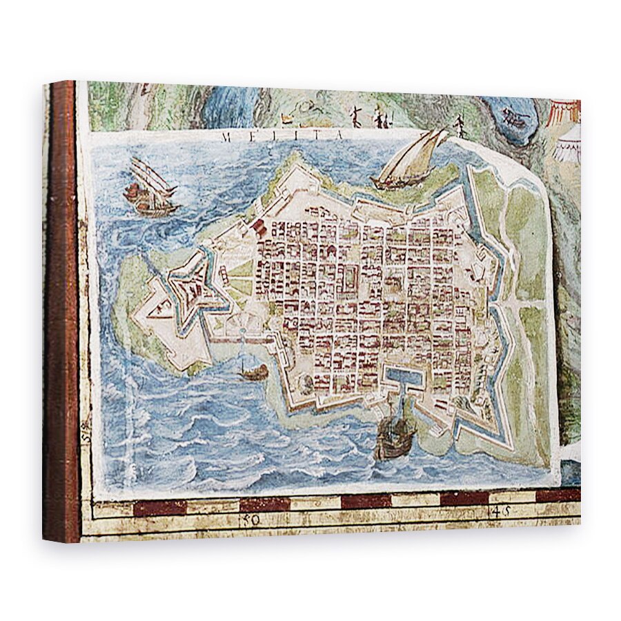Tablou canvas - Scoala Italiana - Asediul Maltei, detaliu din Galleria delle Carte Geografiche, 60 x 80 cm