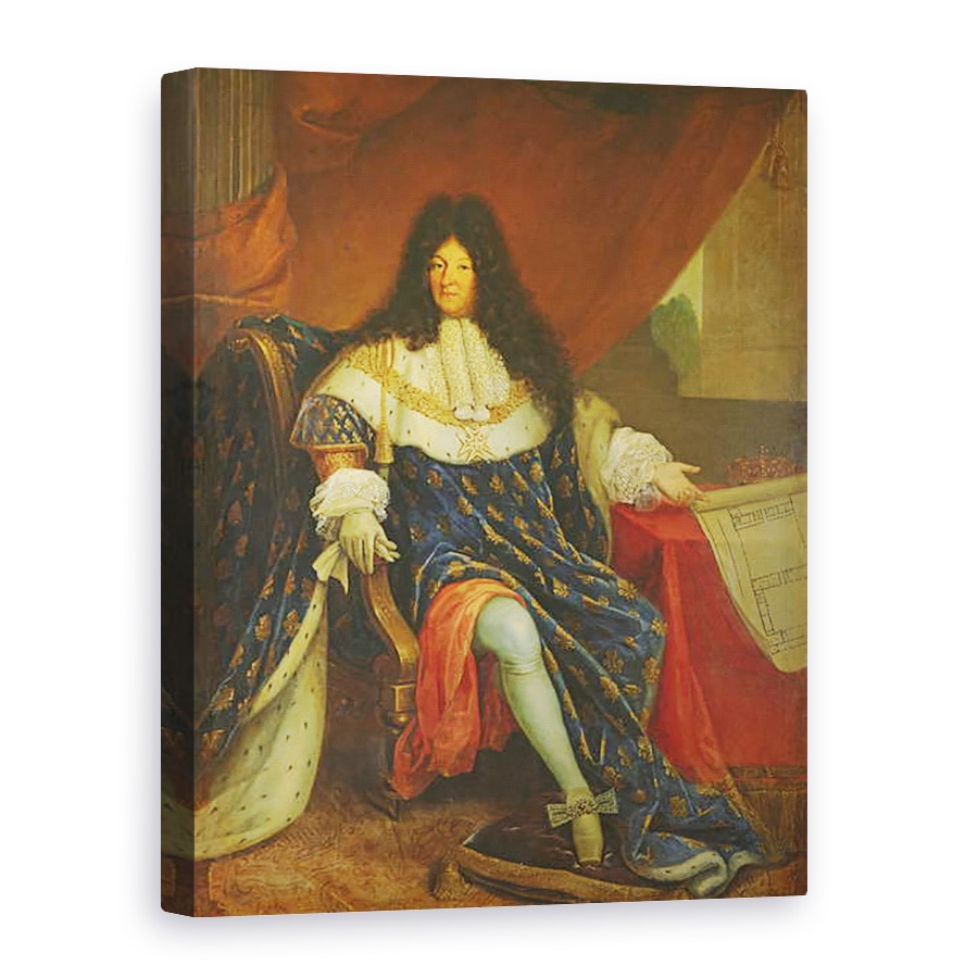 Tablou canvas - Scoala franceza - Ludovic al XIV-lea 1638-1715 tinand un plan al Maison Royale de Saint-Cyr, 50 x 70 cm
