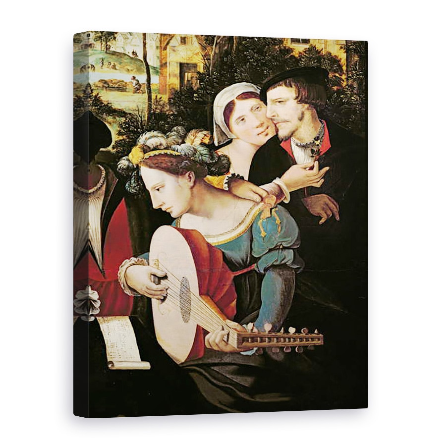 Tablou canvas - Scoala flamanda - Scena Galante la Portile Parisului I, 75 x 100 cm