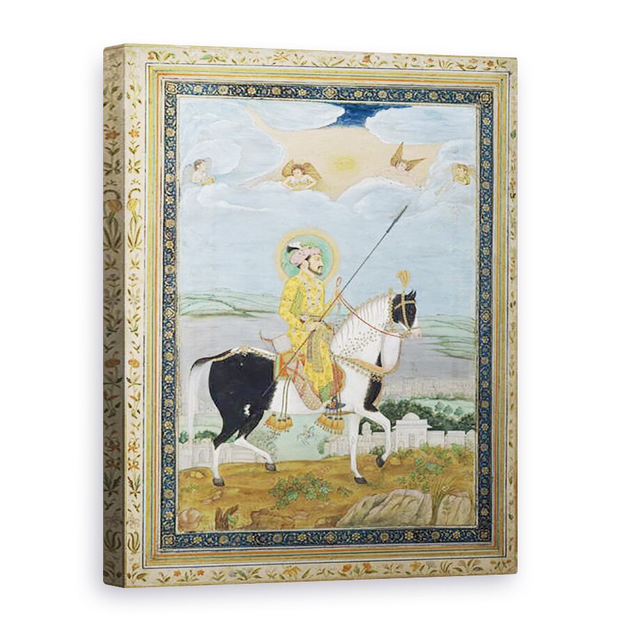 Tablou canvas - Scoala indiana - Portret De Shah Jahan Pe Calare, 75 x 100 cm