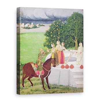 Tablou canvas - Scoala indiana - Un print cersind apa de la femei la o fantana, Mughal, 60 x 80 cm Tablou canvas - Scoala indiana - Un print cersind apa de la femei la o fantana, Mughal, 60 x 80 cm