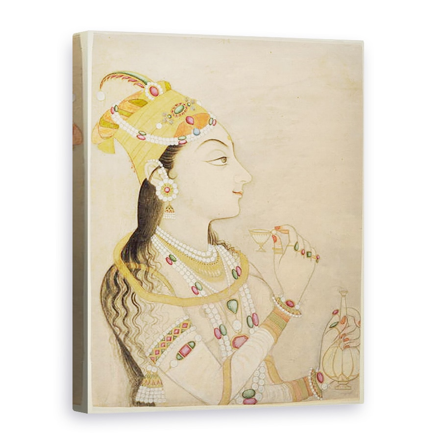 Tablou canvas - Scoala Mughal - Portretul idealizat al imparatesei Mogul Nur Jahan, 60 x 80 cm