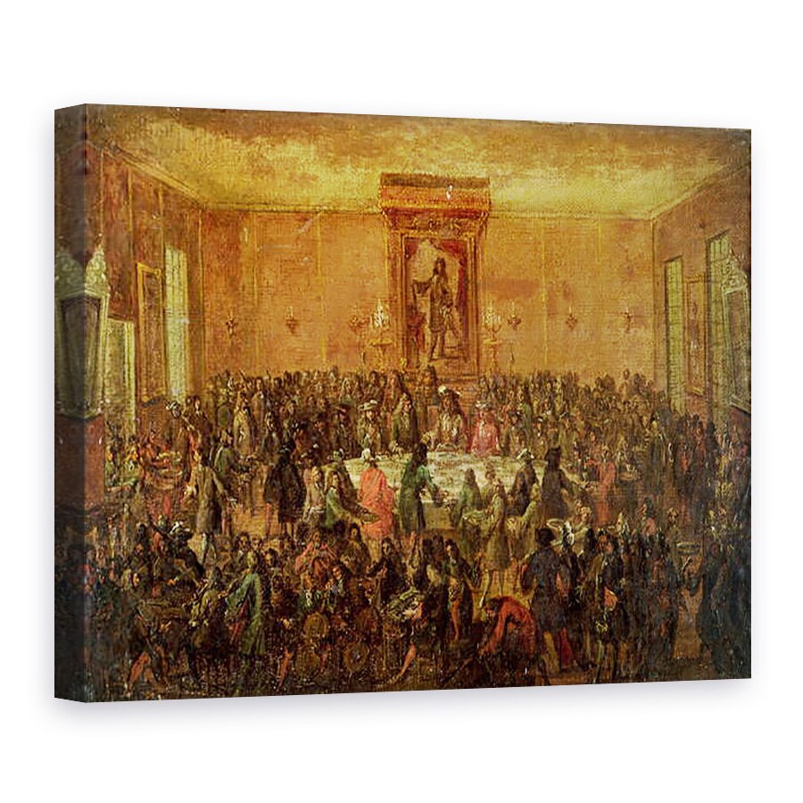 Tablou canvas - Scoala franceza - Banchet dat in onoarea lui Ludovic al XIV-lea 1638-1715 de catre Corpul Municipal la Hotel-de-Ville, 75 x 100 cm