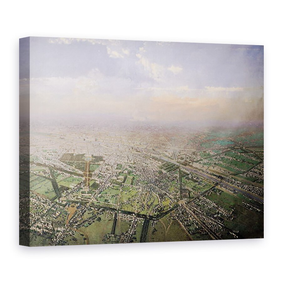 Tablou canvas - Victor Navlet - Vedere generala a Parisului dintr-un balon cu aer cald, 60 x 80 cm