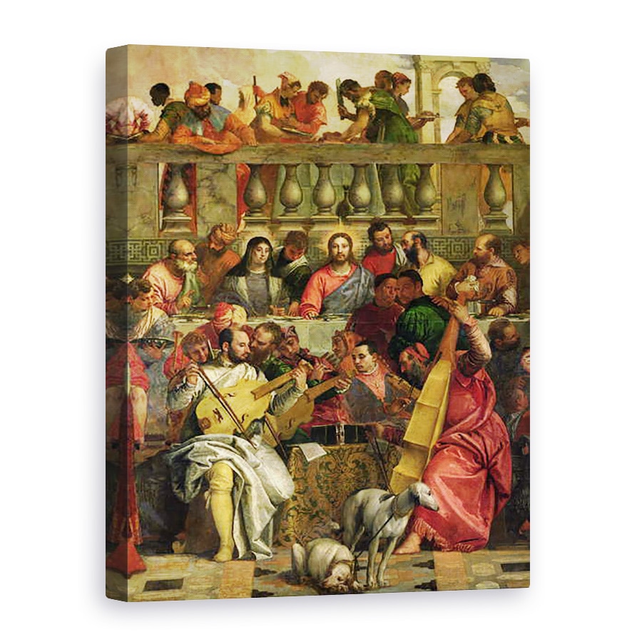 Tablou canvas - Veronese - Sarbatoarea casatoriei de la Cana, detaliu al lui Hristos si muzicieni, 50 x 70 cm