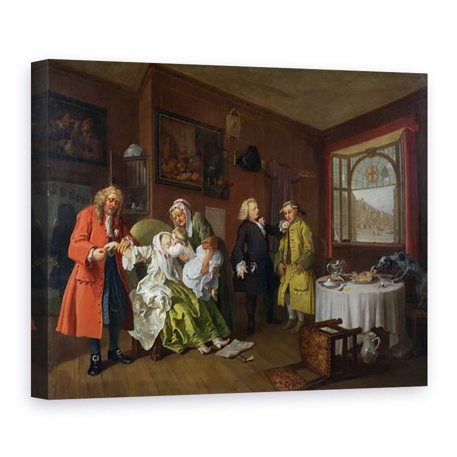 Tablou canvas - William Hogarth - Casatoria a la Mod, VI, Moartea doamnei, 50 x 70 cm