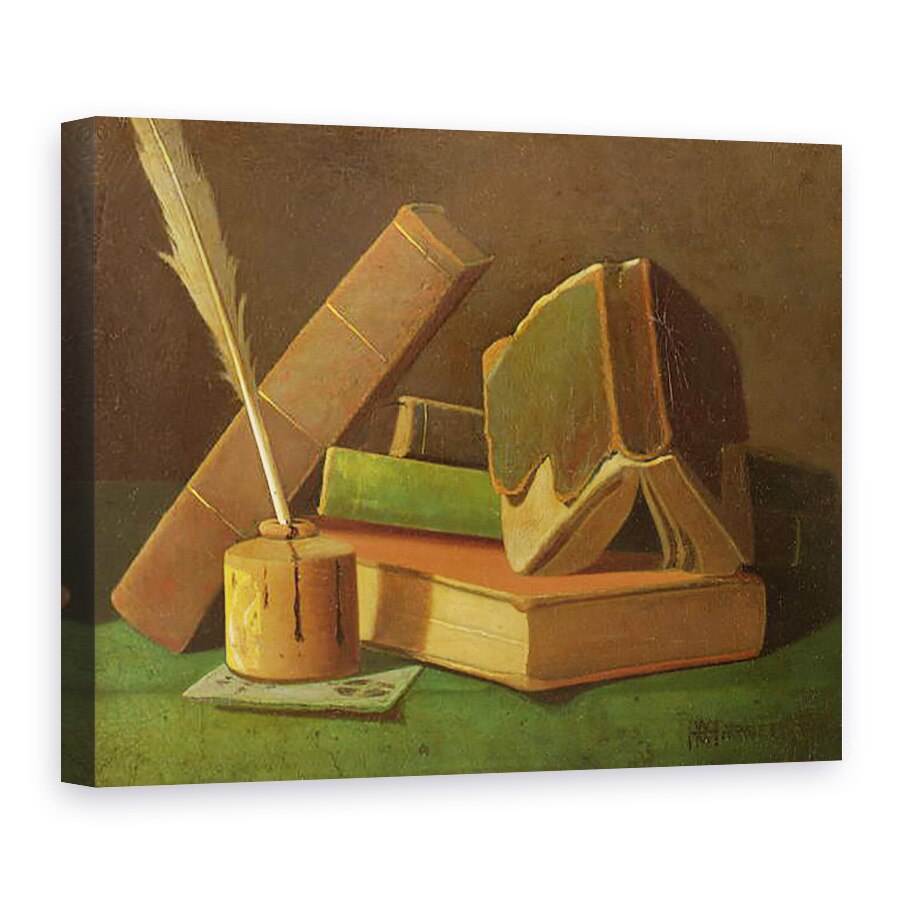 Tablou canvas - William Michael Harnett - Natura moarta cu carti si cerneala bine, 50 x 70 cm