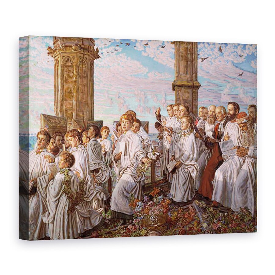 Tablou canvas - William Holman Hunt - Dimineata mai pe Magdalen College Tower, Oxford, Ceremonia Antica Antica, 50 x 70 cm