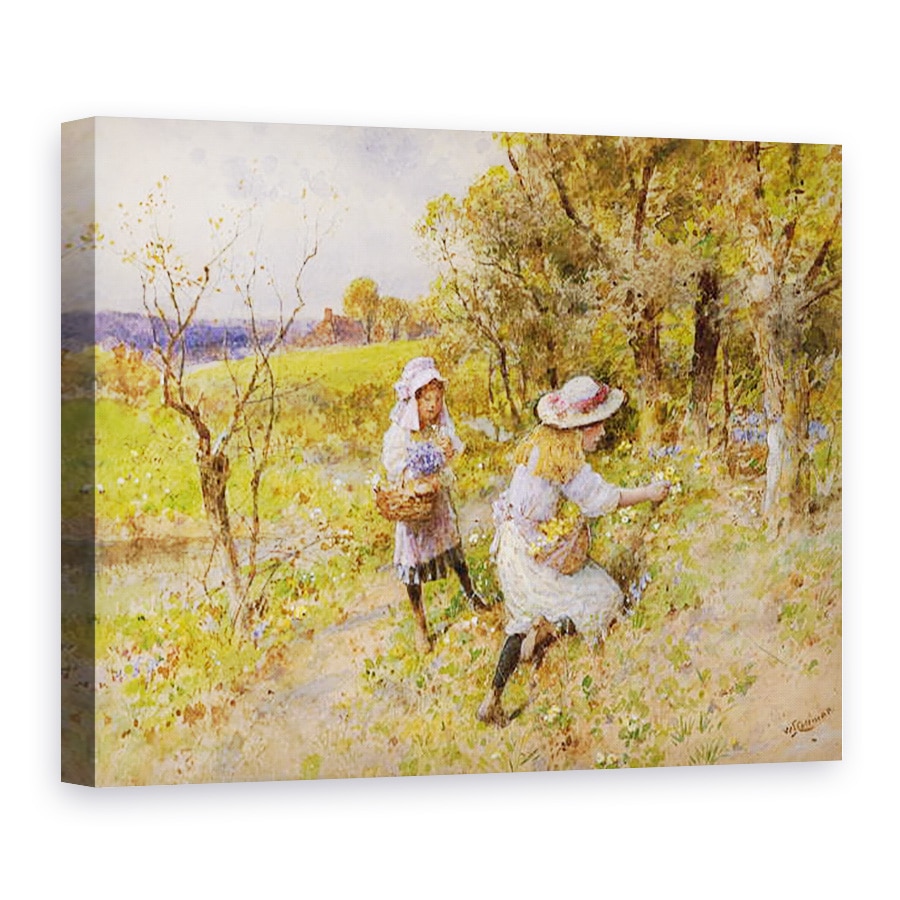 Tablou canvas - William Stephen Coleman - Culegatorii de Primrose, 60 x 80 cm