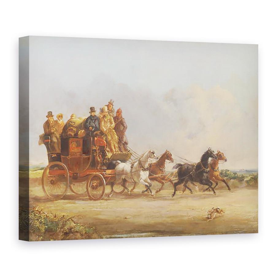 Tablou canvas - William Snr. Shayer - Dl Charles Higgins Antrenorul si patru, 50 x 70 cm